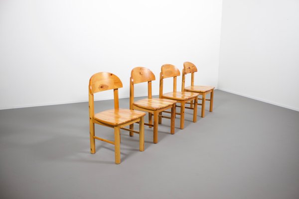 Pine Wood Dining Chairs by Rainer Daumiller, 1970s, Set of 4-QT-1263495