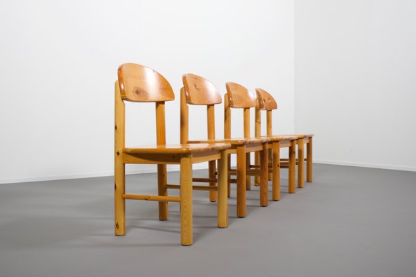 Pine Wood Dining Chairs by Rainer Daumiller, 1970s, Set of 4-QT-1263495