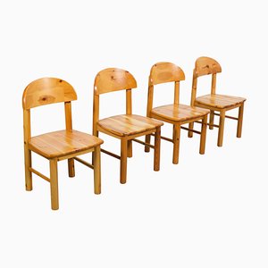 Pine Wood Dining Chairs by Rainer Daumiller, 1970s, Set of 4-QT-1263495