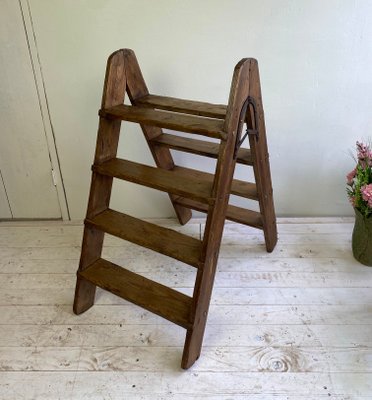 Pine-Wood Folding Step Ladder, the Netherlands, 1940s-WZZ-1437993