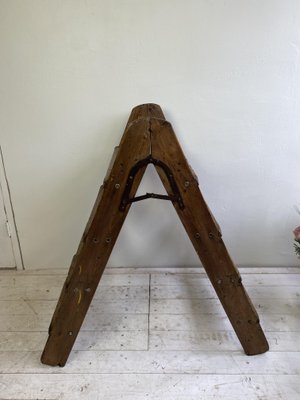 Pine-Wood Folding Step Ladder, the Netherlands, 1940s-WZZ-1437993