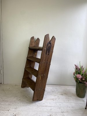 Pine-Wood Folding Step Ladder, the Netherlands, 1940s-WZZ-1437993