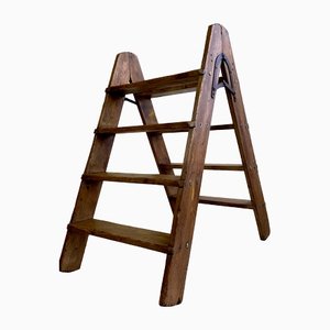 Pine-Wood Folding Step Ladder, the Netherlands, 1940s-WZZ-1437993