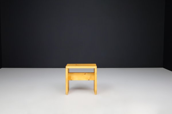 Pine Wood Stool attributed to Charlotte Perriand for Les Arcs, France, 1960s-TRW-1797124