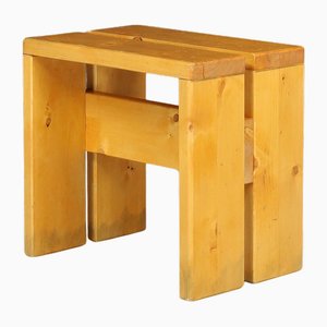 Pine Wood Stool attributed to Charlotte Perriand for Les Arcs, France, 1960s-TRW-1797124