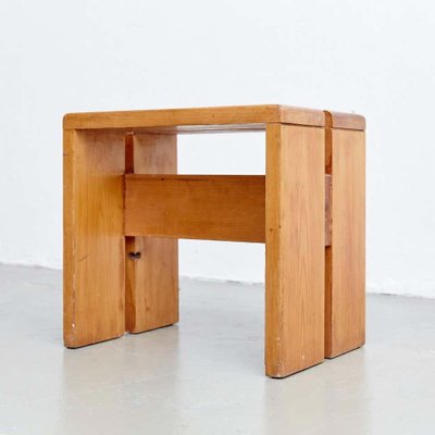 Pine Wood Stool by Charlotte Perriand for Les Arcs-WM-1287976