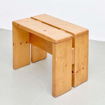 Pine Wood Stool by Charlotte Perriand for Les Arcs-WM-1319209