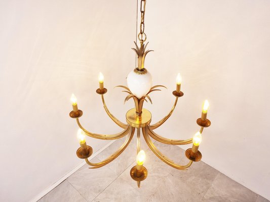 Pineapple Chandelier in Brass and Chrome, 1970s-IRH-1329681