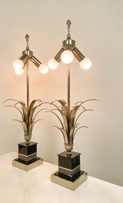 Pineapple Leaf Table Lamps attributed to Boulanger, 1970s, Set of 2-WZZ-1786468