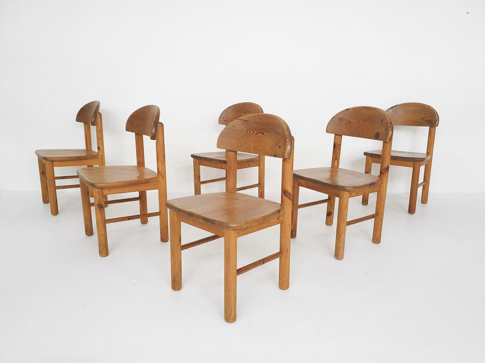 Pinewood Dining Chairs Attributed to Rainer Daumiller, Denmark, 1970s, Set of 6