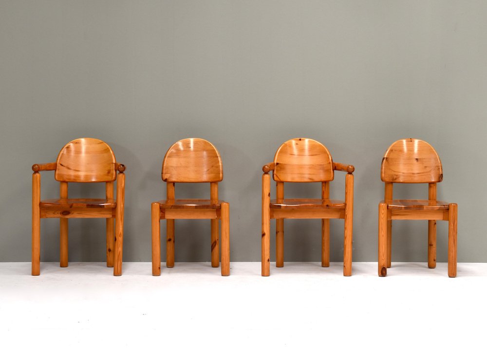 Pinewood Dining Chairs by Rainer Daumiller for Hirtshals, Denmark, 1970s, Set of 4