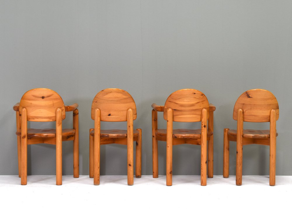 Pinewood Dining Chairs by Rainer Daumiller for Hirtshals, Denmark, 1970s, Set of 4