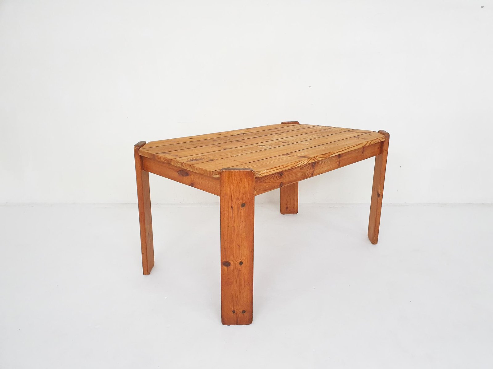 Pinewood Dining Table attributed to Ate van Apeldoorn, Netherlands, 1970s