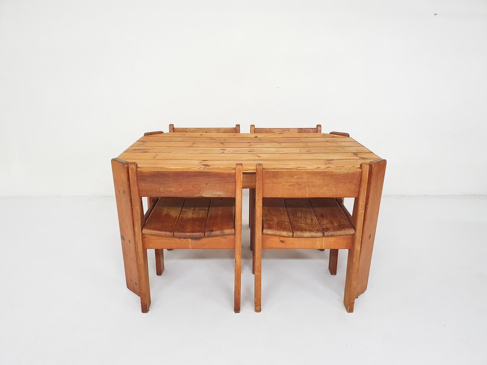 Pinewood Dining Table attributed to Ate van Apeldoorn, Netherlands, 1970s