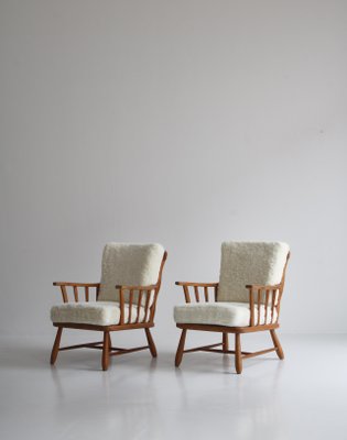 Pinewood & Sheepskin Lounge Chairs, Sweden, 1940s, Set of 2-WRF-1290106