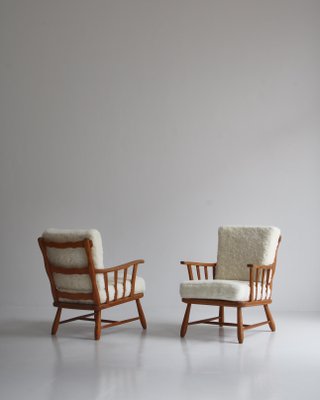 Pinewood & Sheepskin Lounge Chairs, Sweden, 1940s, Set of 2-WRF-1290106