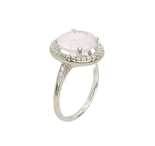 Pink Amethyst and Diamonds 18k White Gold Ring from Maison Mauboussin France, 1990s