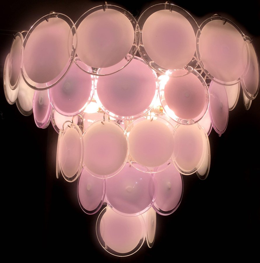 Pink Amethyst Murano Disc Chandelier, 1970s