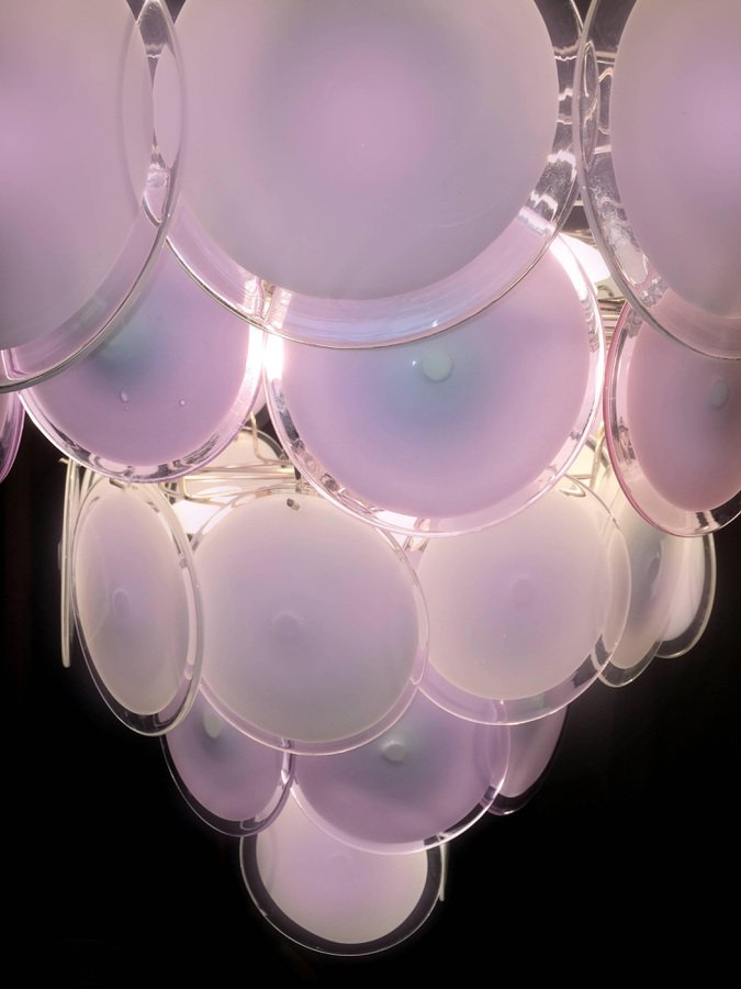 Pink Amethyst Murano Disc Chandelier, 1970s