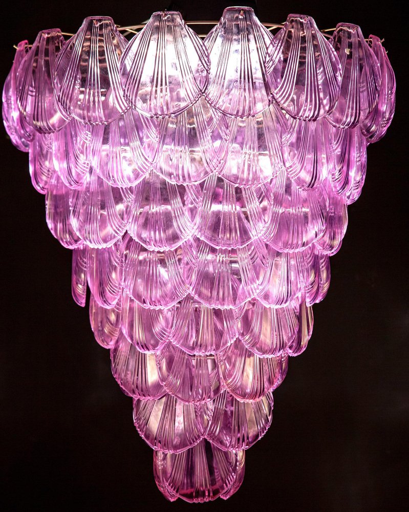 Pink Amethyst Shell Murano Glass Sconces, 1980, Set of 2