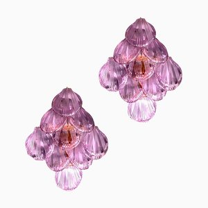 Pink Amethyst Shell Murano Glass Sconces, 1980, Set of 2-MBH-1743354