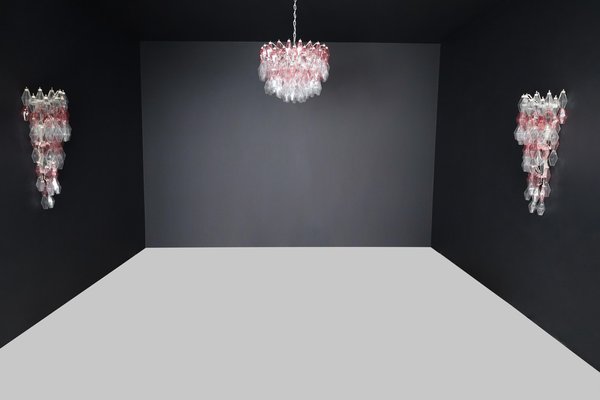 Pink and Clear Murano Glass Grand Chandelier by Carlo Scarpa, 1960s-TRW-1801530