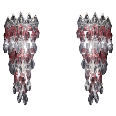 Pink and Clear Murano Glass Wall Chandeliers by Carlo Scarpa, 1960, Set of 2-TRW-1801531