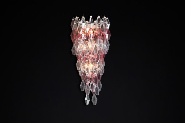 Pink and Clear Murano Glass Wall Chandeliers by Carlo Scarpa, 1960, Set of 2-TRW-1801531