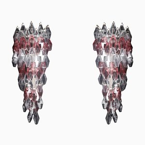 Pink and Clear Murano Glass Wall Chandeliers by Carlo Scarpa, 1960, Set of 2-TRW-1801531