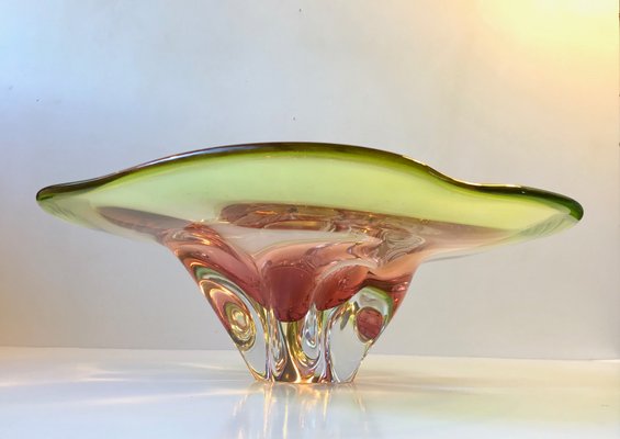 Pink and Green Murano Centerpiece Bowl by Archimede Seguso, 1950s-LCR-782553