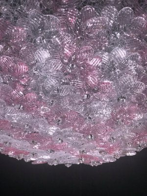 Pink and Ice Murano Glass Flowers Basket Ceiling Light by Barovier & Toso-MBH-1031833