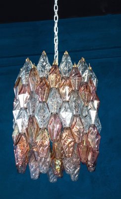 Pink and Light Blue Poliedri Chandeliers, 1970, Set of 2-MBH-1032460