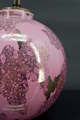 Pink and Pearly Ceramic Ball Lamp by Marguerite Briansau, 1930-XNH-1804536