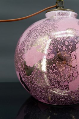 Pink and Pearly Ceramic Ball Lamp by Marguerite Briansau, 1930-XNH-1804536