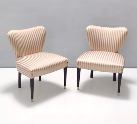 Pink and Tan Satin Side Chairs by Carlo Enrico Rava, 1950s, Set of 2-JPQ-2027137