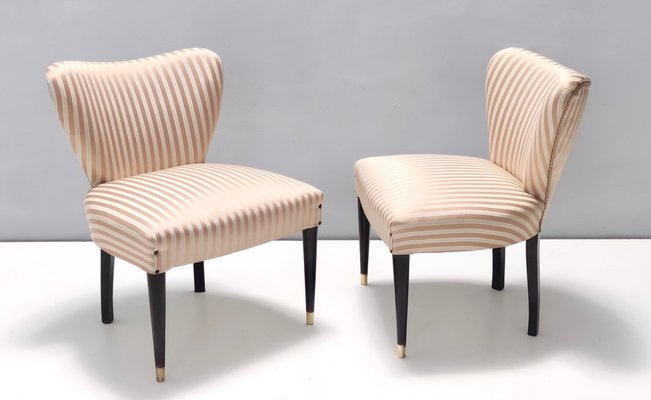 Pink and Tan Satin Side Chairs by Carlo Enrico Rava, 1950s, Set of 2-JPQ-2027137