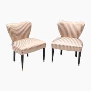 Pink and Tan Satin Side Chairs by Carlo Enrico Rava, 1950s, Set of 2-JPQ-2027137