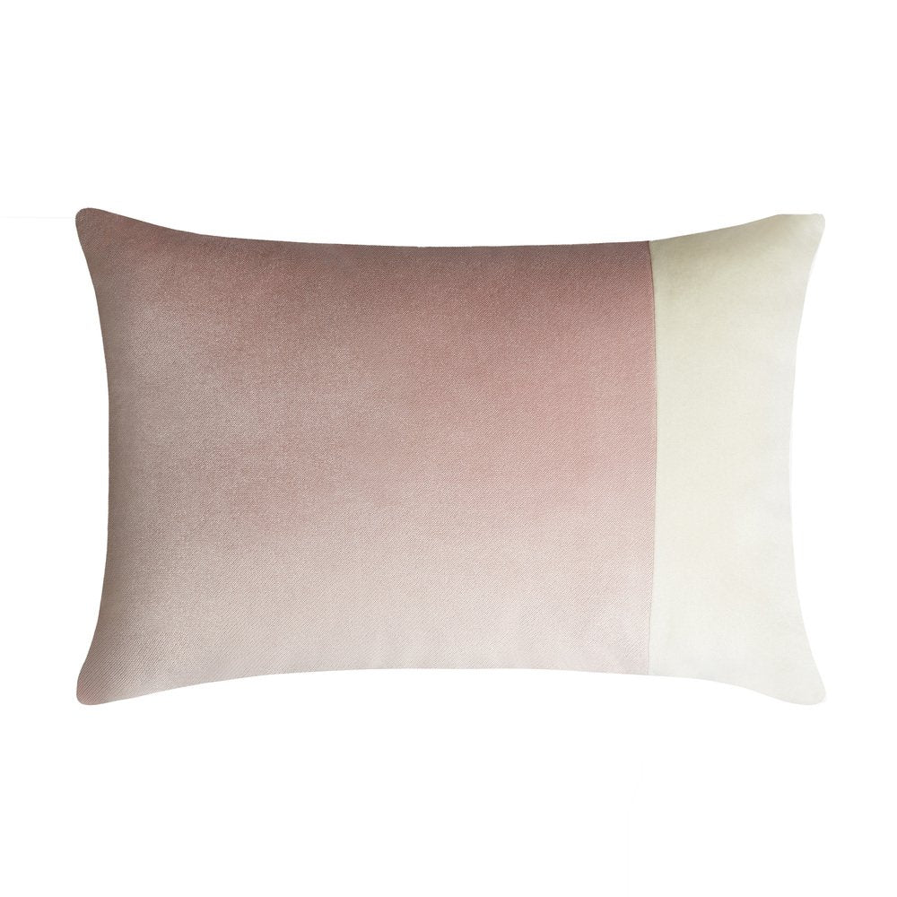 Pink and White Double Rectangle Velvet Pillow from Lo Decor