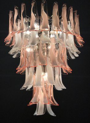 Pink and White Murano Glass Petal Chandeliers, Italy, 1980s, Set of 2-MBH-1032508