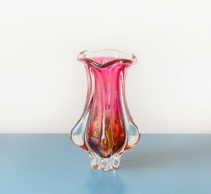 Pink Art Glass Vase by Josef Hospodka for Chribska Glassworks, 1960s-BJS-1985165