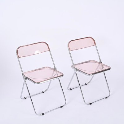 Pink Chrome Framed Chairs from Castelli, 1970s, Set of 8-JDR-1808342