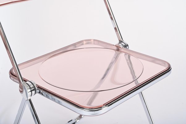 Pink Chrome Framed Chairs from Castelli, 1970s, Set of 8-JDR-1808342