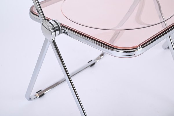 Pink Chrome Framed Chairs from Castelli, 1970s, Set of 8-JDR-1808342