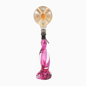 Pink & Clear Crystal Eclair Table Lamp from Val Saint Lambert-YXG-1173656