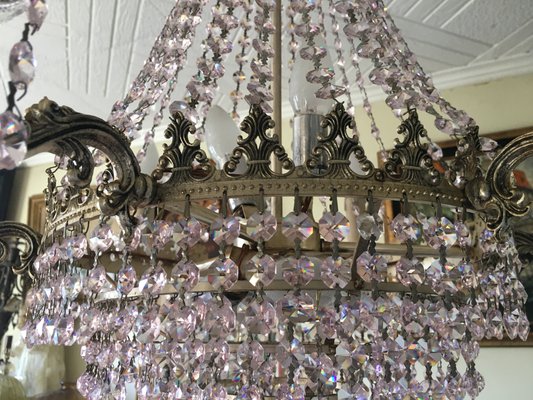 Pink Crystal Chandelier, 1960s-WQQ-560035