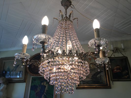 Pink Crystal Chandelier, 1960s-WQQ-560035