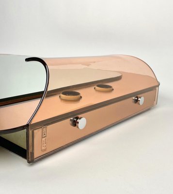 Pink Glass Wall Mirror from Veca, Italy, 1970s-LYQ-1171256