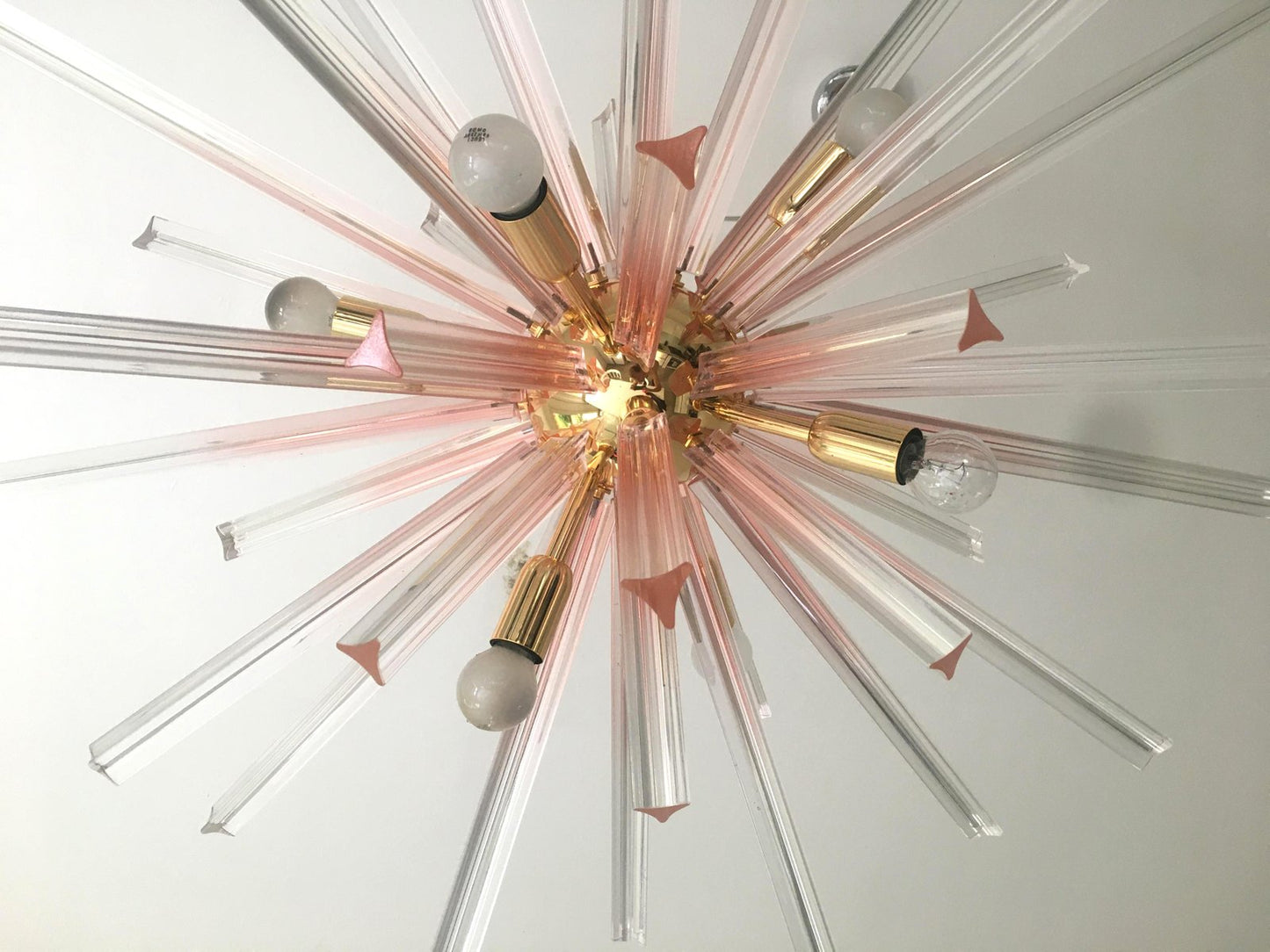 Pink Gradient Murano Glass Oval Triedro Sputnik Chandelier from Murano Glass from Murano Glass