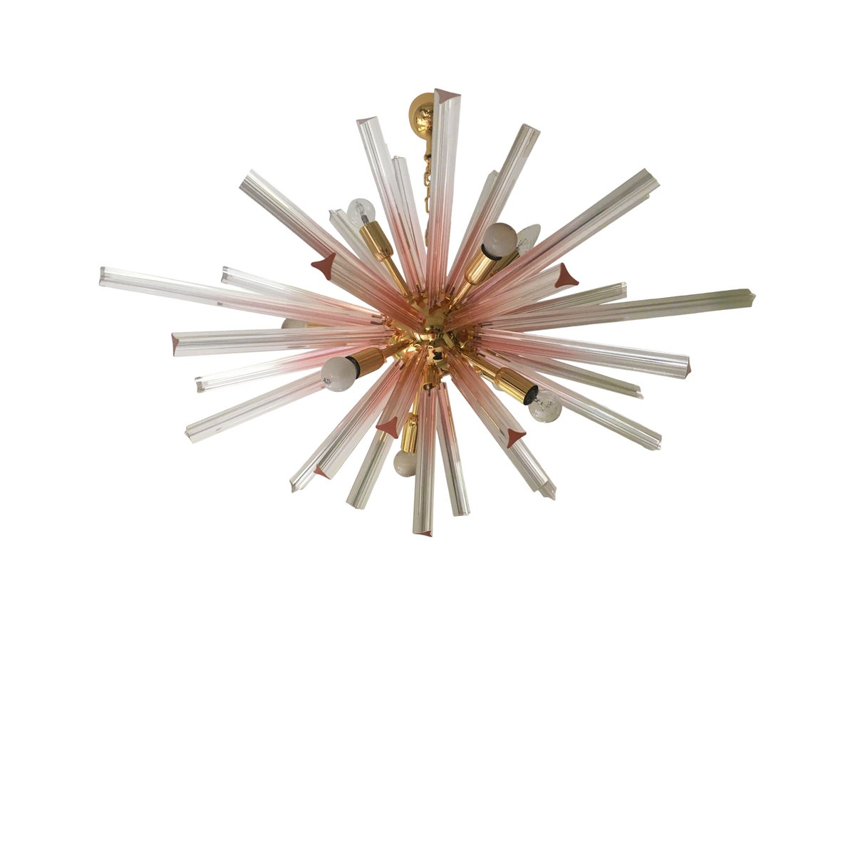 Pink Gradient Murano Glass Oval Triedro Sputnik Chandelier from Murano Glass from Murano Glass