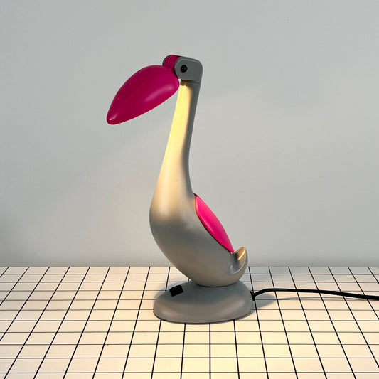 Pink & Grey Articulated Toucan Desk Lamp, 1980s